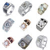 Men's Geometric Metal Ring With Micro Inlaid Zircon Electroplated Fashion Hand Jewelry
