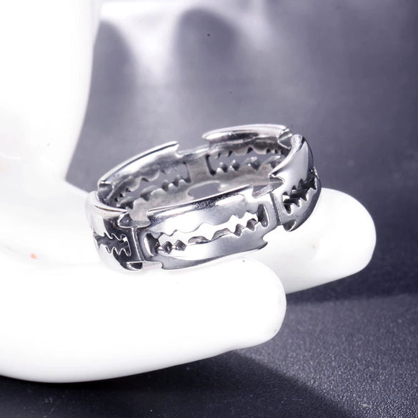 Men's Geometric Polished Stainless Steel Ring Cross Mirror Finish Unisex Fashion Band