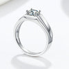 Men's Geometric Silver Ring With Concave Edge And Four Claw Setting Electroplated Open Adjustable Wedding Band Fashion Gift