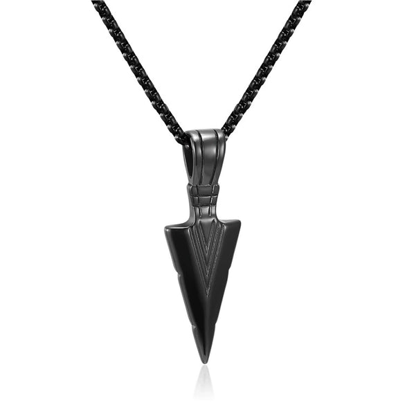 Men's Geometric Spearhead Pendant Necklace In Titanium Steel With Baked Paint Finish Wholesale Jewelry