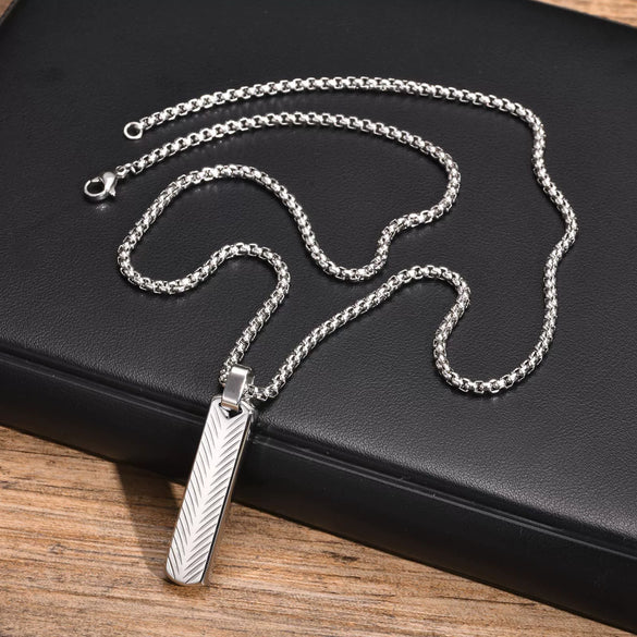 Men's Geometric Square Flower Pendant Necklace Stainless Steel Electroplated
