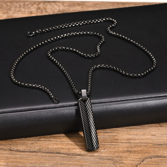 Men's Geometric Square Flower Pendant Necklace Stainless Steel Electroplated