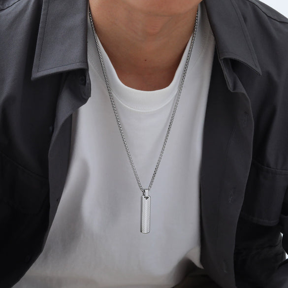 Men's Geometric Square Flower Pendant Necklace Stainless Steel Electroplated