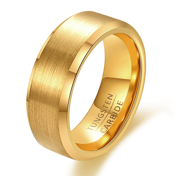 Men's Geometric Tungsten Steel Ring With Frosted Finish And Beveled Edge Electroplated Fashion Jewelry