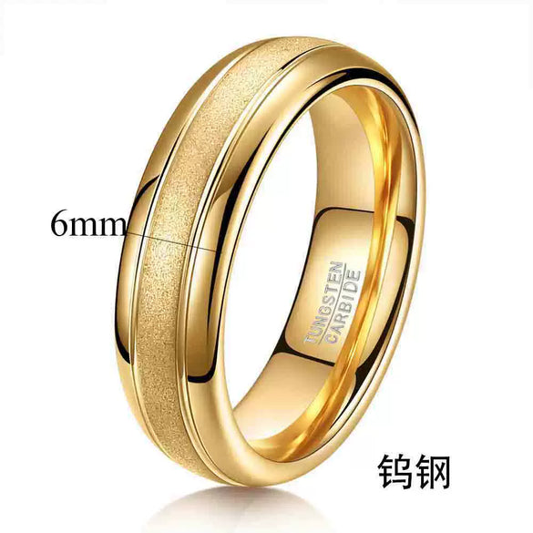 Men's Geometric Tungsten Steel Ring With Matte Vacuum Plated Finish Simple Couple Band Wholesale