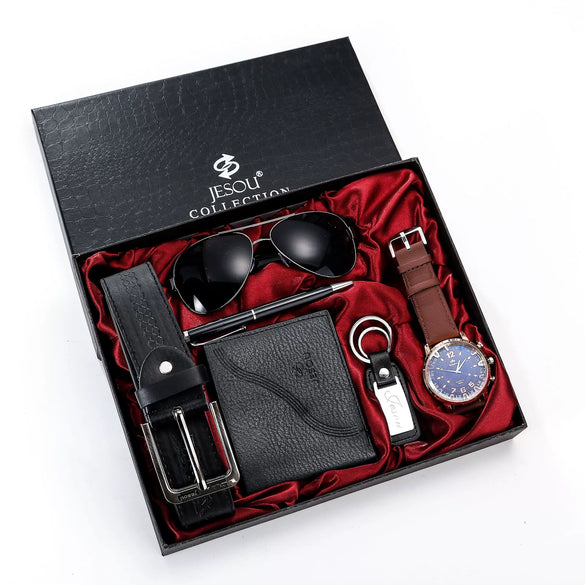 Men's Gift Set Watch Belt Wallet Pu Material Modern Simplicity Combination