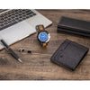 Men's Gift Set With Alloy Case Ordinary Glass Mirror Pu Strap Round Dial Leisure Style Watch Wallet Cufflinks Pen Set