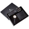 Men's Gift Set With Alloy Watch Pu Belt And Wallet Leisure Style Round Dial Pin Buckle Stainless Steel Clasp