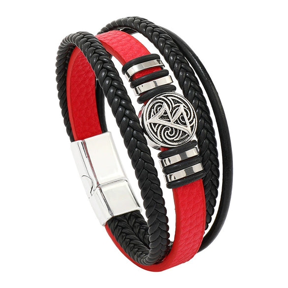 Men's Hand Accessories Multilayered Woven Leather Bracelets With Scripture Compass Pattern
