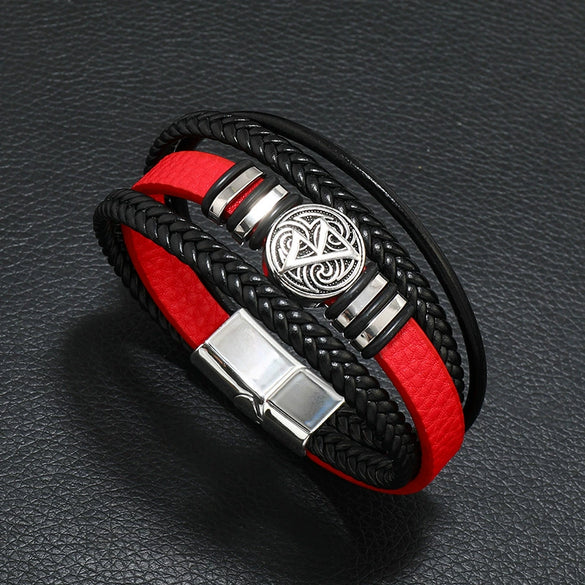 Men's Hand Accessories Multilayered Woven Leather Bracelets With Scripture Compass Pattern