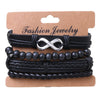 Men's Handmade Geometric Multi Layer Leather Beads Bracelet