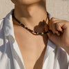 Men's Handmade Geometric Wooden Bead Necklace Hiphop Style
