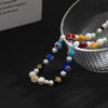Men's Handmade Glass And Imitation Pearl Ball Chain Necklace With Geometric Pattern And Artificial Crystal Pendant
