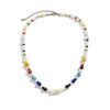 Men's Handmade Glass And Imitation Pearl Ball Chain Necklace With Geometric Pattern And Artificial Crystal Pendant