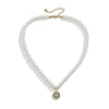 Men's Handmade Hiphop Imitation Pearl And Alloy Small Sun Turquoise Pendant Clavicle Chain Jewelry