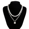 Men's Handmade Imitation Pearl And Alloy Geometric Style Lock Pendant Necklace