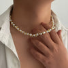 Men's Handmade Imitation Pearl Geometric Clavicle Chain Necklace