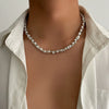 Men's Handmade Imitation Pearl Geometric Clavicle Chain Necklace