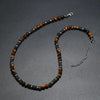 Men's Handmade Natural Stone Beaded Necklace With Geometric Style And Alloy Pendant