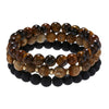 Men's Handmade Stone Stacking Bracelet Geometric Style Black Frosted Tiger Eye