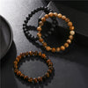 Men's Handmade Stone Stacking Bracelet Geometric Style Black Frosted Tiger Eye