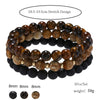 Men's Handmade Stone Stacking Bracelet Geometric Style Black Frosted Tiger Eye
