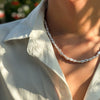 Men's Handmade Ushaped Imitation Pearl Necklace With Pearl Chain