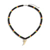 Men's Handmade Wooden Bead Necklace With Geometric Pattern And Shark Tooth Pendant For Summer Surfer Style