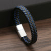 Men's Handwoven Alloy Leather Bracelet With Geometric Pattern And Magnet Buckle Handmade Jewelry