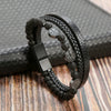 Men's Handwoven Natural Stone And Leather Bracelet With Alloy Buckle Geometric Pattern Magnetic Material Tree Of Life Style