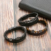 Men's Handwoven Natural Stone And Leather Bracelet With Alloy Buckle Geometric Pattern Magnetic Material Tree Of Life Style