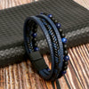 Men's Handwoven Natural Stone Tiger Eye Stone Beaded Bracelet With Geometric Style And Zinc Alloy Buckle