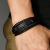 Men's Handwoven Retro Alloy Cross Leather Bracelet With Magnetic Buckle