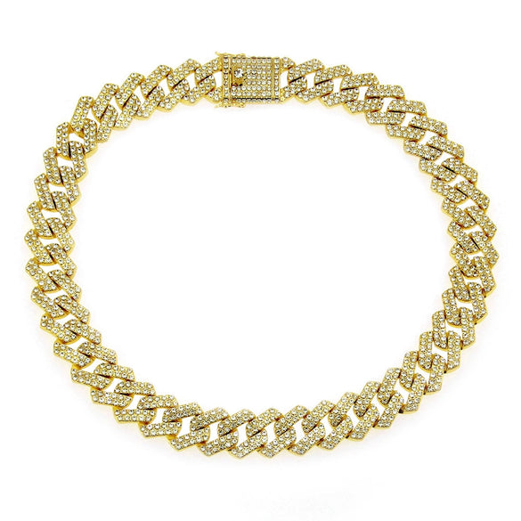 Men's Hip Hop Alloy Cuban Chain Necklace With Geometric Diamond Design