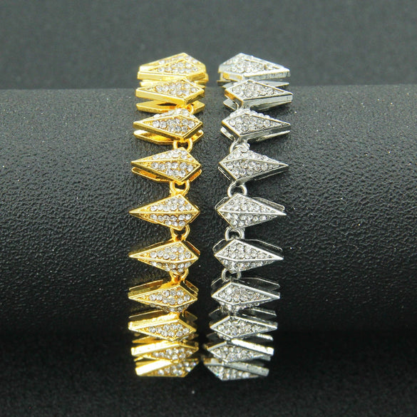 Men's Hip Hop Alloy Cuban Chain Necklace With Geometric Diamond Design