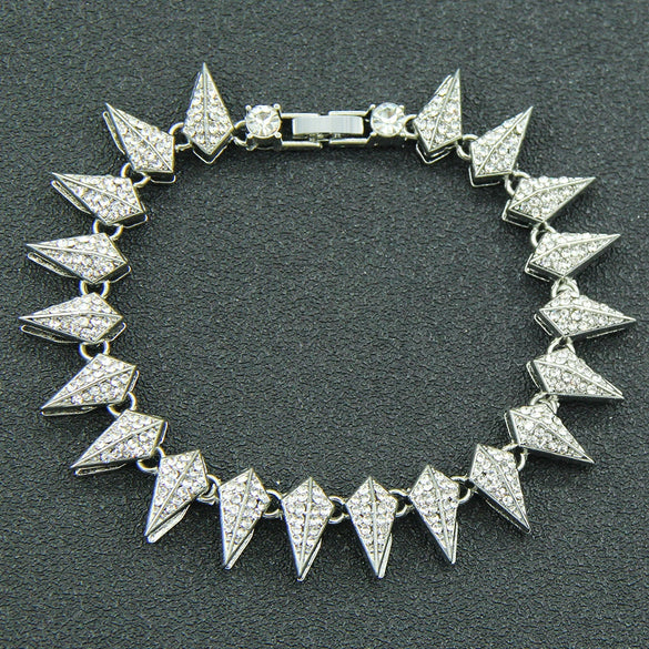 Men's Hip Hop Alloy Cuban Chain Necklace With Geometric Diamond Design