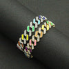 Men's Hip Hop Alloy Geometric Diamond Oil Dropping Cuban Chain Bracelet Jewelry
