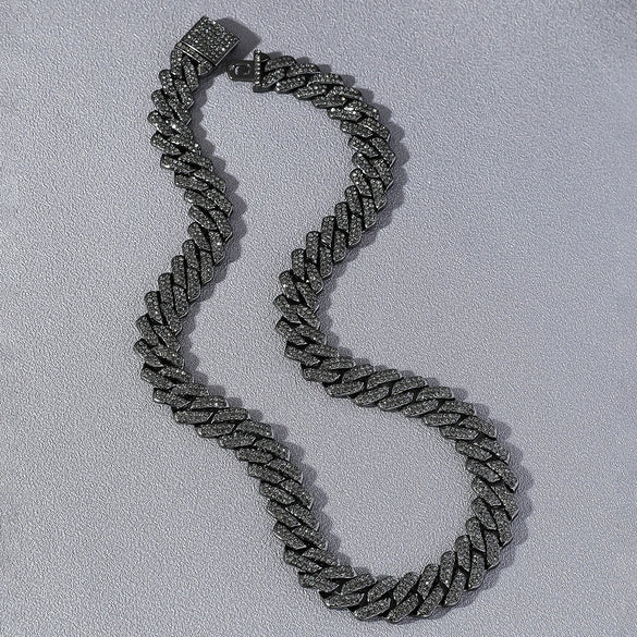 Men's Hip Hop Alloy Rhombus Cuban Chain With Full Diamond Design