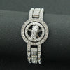 Men's Hip Hop Cool Alloy Rotatable Portrait Watch With Diamond And Geometric Style Bracelet