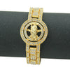 Men's Hip Hop Cool Alloy Rotatable Portrait Watch With Diamond And Geometric Style Bracelet