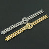Men's Hip Hop Cool Alloy Rotatable Portrait Watch With Diamond And Geometric Style Bracelet