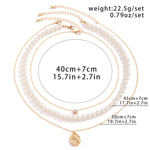 Men's Hip Hop Imitation Pearl Round Handmade Geometric Alloy Necklace