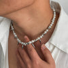 Men's Hip Hop Imitation Pearl Stainless Steel Alloy Rivet Handmade Geometric Clavicle Chain Necklace