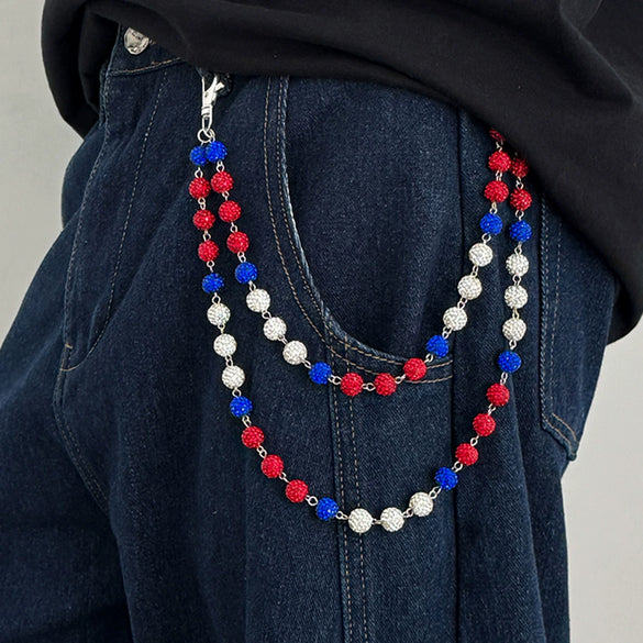 Men's Hip Hop Metal Ball And Cross Waist Chain