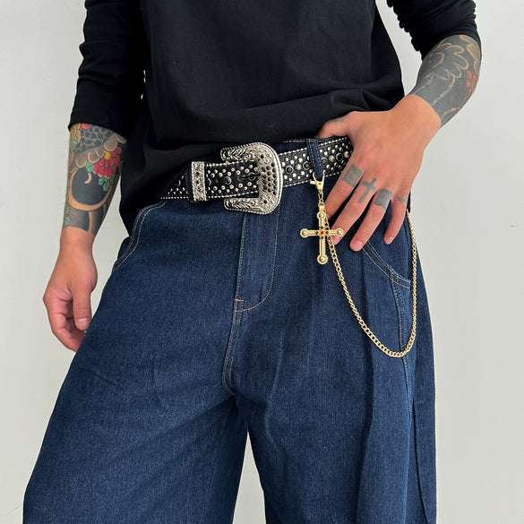 Men's Hip Hop Metal Cross Pendant Pant Chain