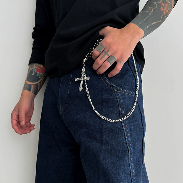 Men's Hip Hop Metal Cross Pendant Pant Chain