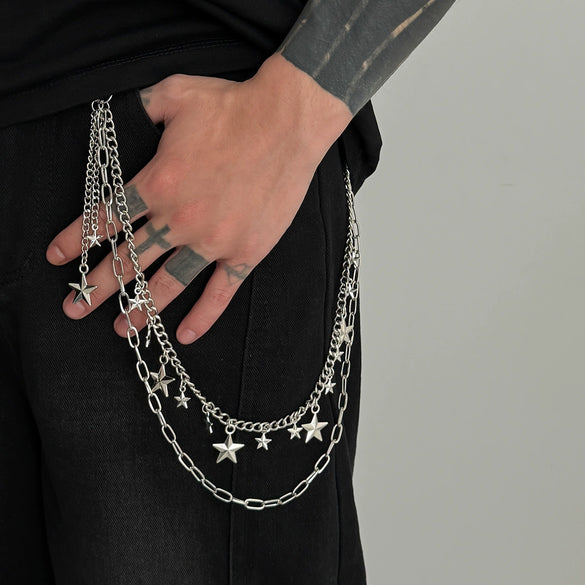 Men's Hip Hop Metal Fivepointed Star Pendant Trouser Chain Jeans Accessories