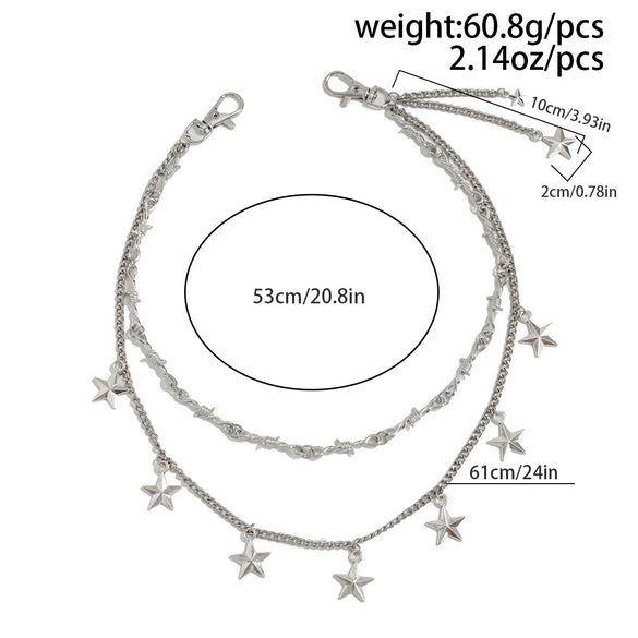 Men's Hip Hop Metal Fivepointed Star Pendant Trouser Chain Jeans Accessories