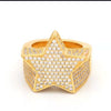 Men's Hip Hop Metal Fivepointed Star Ring With Micro Inlaid Zircon And Electroplating