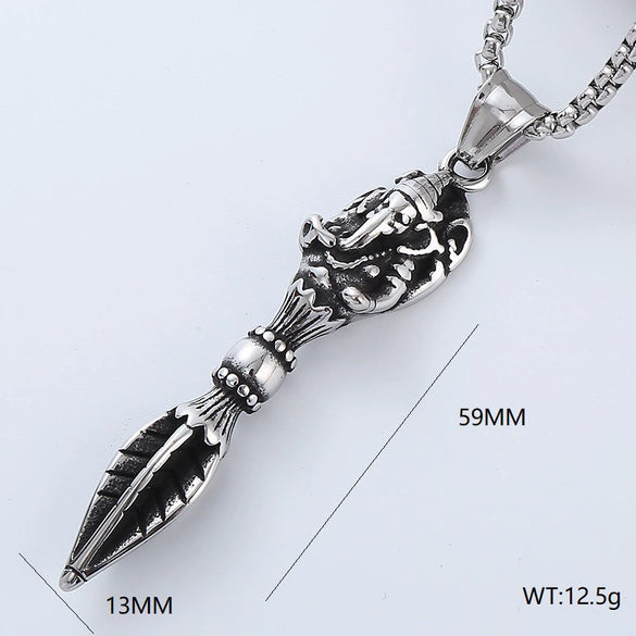 Men's Hip Hop Pendant Necklace Jewelry Stainless Steel Geometric Polished Retro Punk Fashion